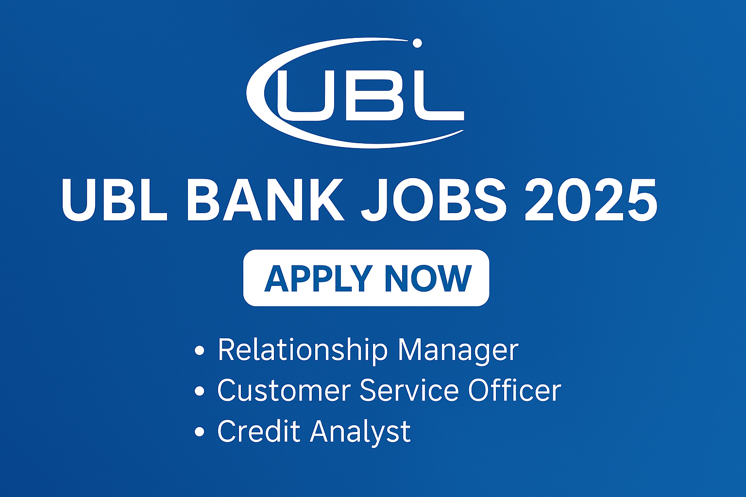 UBL Bank Jobs 2025